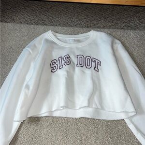 White Cropped Sweatshirt with SIS DOT Logo